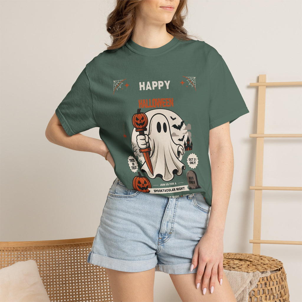 Halloween Ghost T-Shirt — Happy Halloween Cute Pumpkin & Tombstone Design
