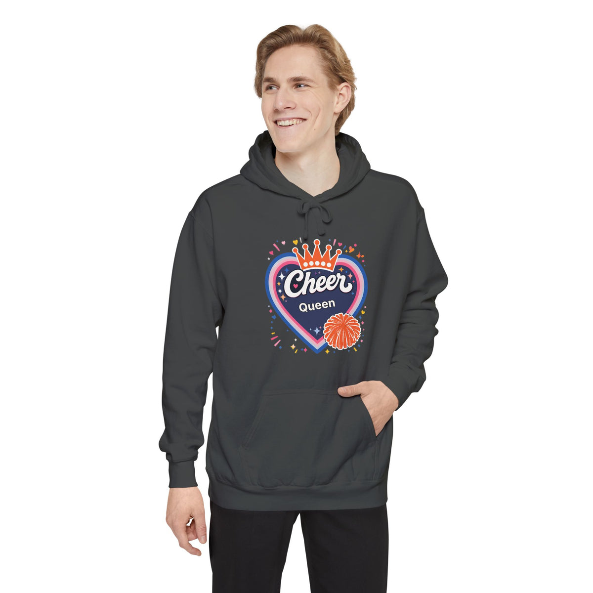 Cheer Captain Heart Hoodie — Pom Pom Crown Graphic Hoodie