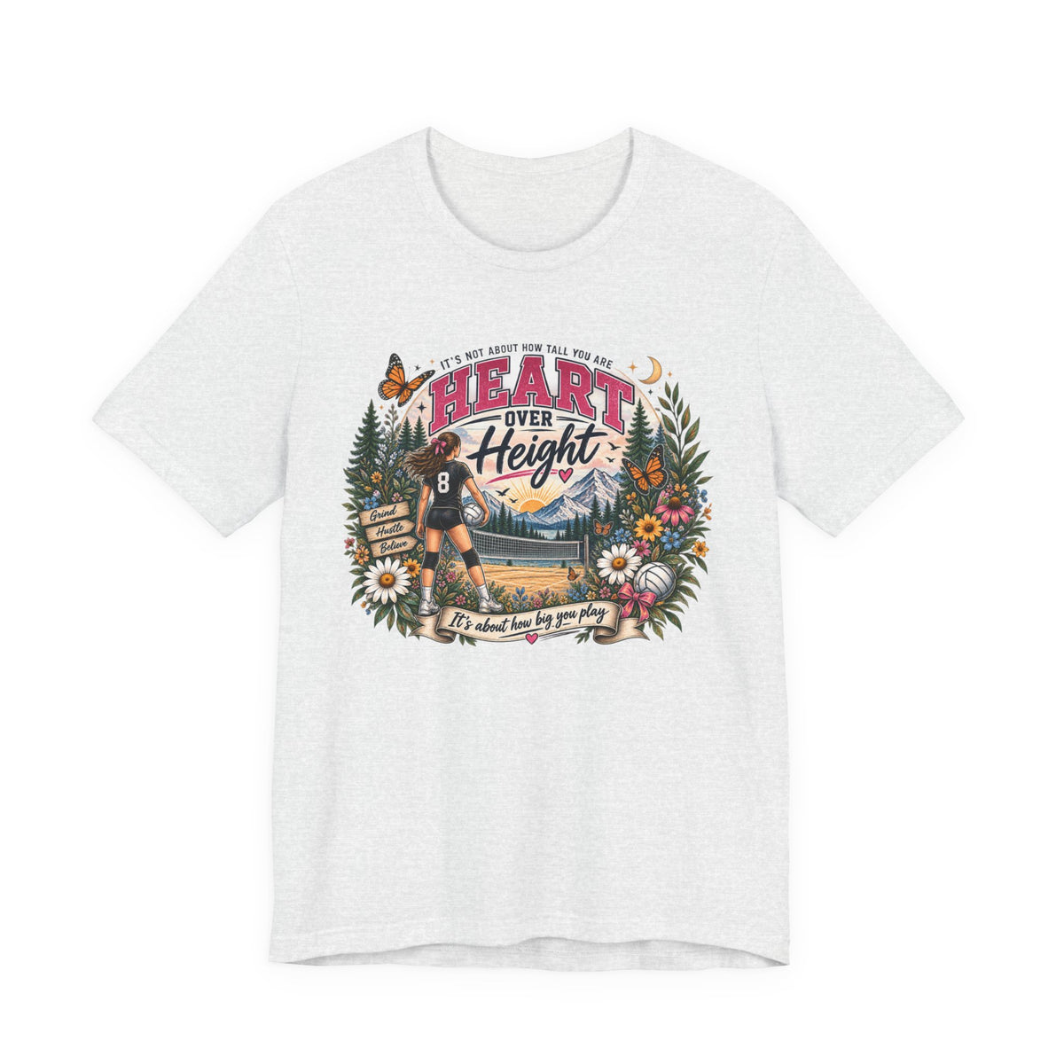Heart Over Height Soccer T‑Shirt — Inspirational Women’s Soccer Tee