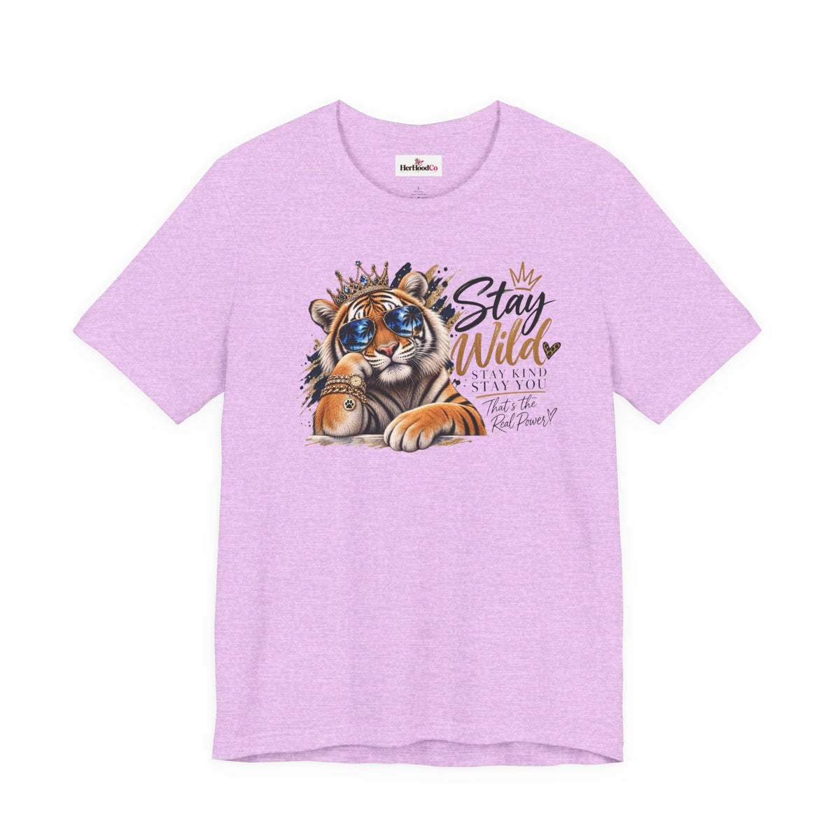 Tiger 'Stay Wild' Graphic Tee — Cute Crowned Tiger Illustration
