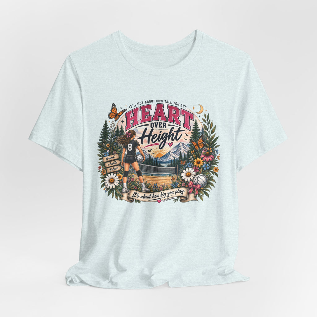 Heart Over Height Soccer T‑Shirt — Inspirational Women’s Soccer Tee