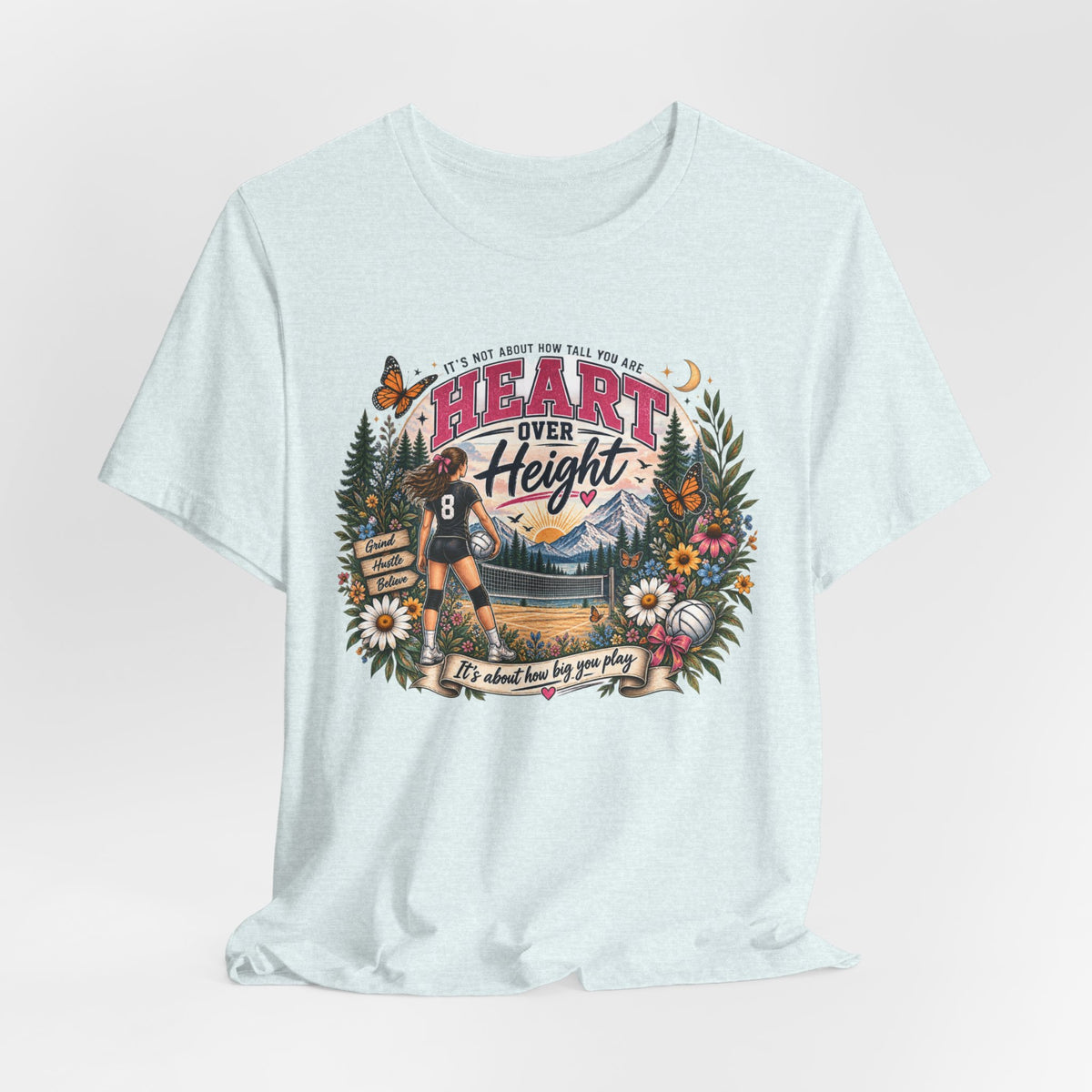 Heart Over Height Soccer T‑Shirt — Inspirational Women’s Soccer Tee