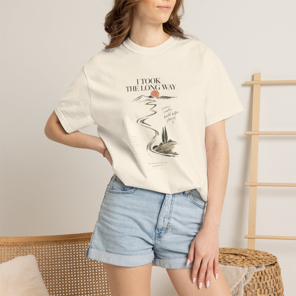 Vintage Roadmap T‑Shirt — "This Is The Long Way" Scenic Route Graphic