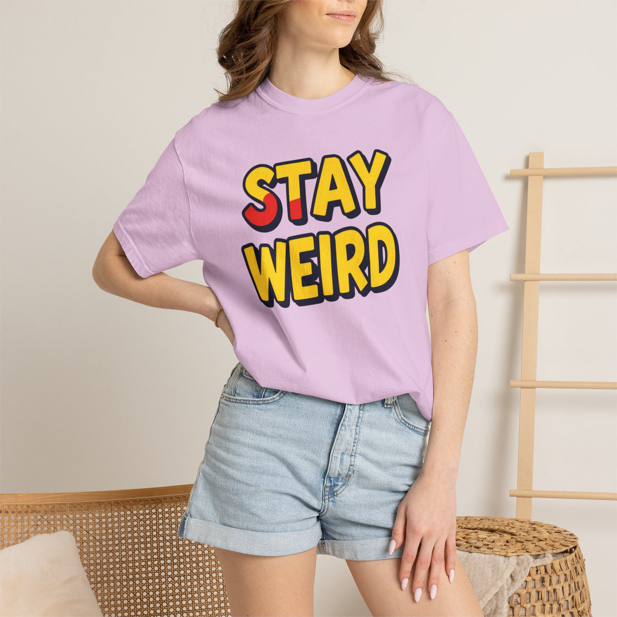 Stay Weird Graphic T-Shirt — Retro Bold Text Tee