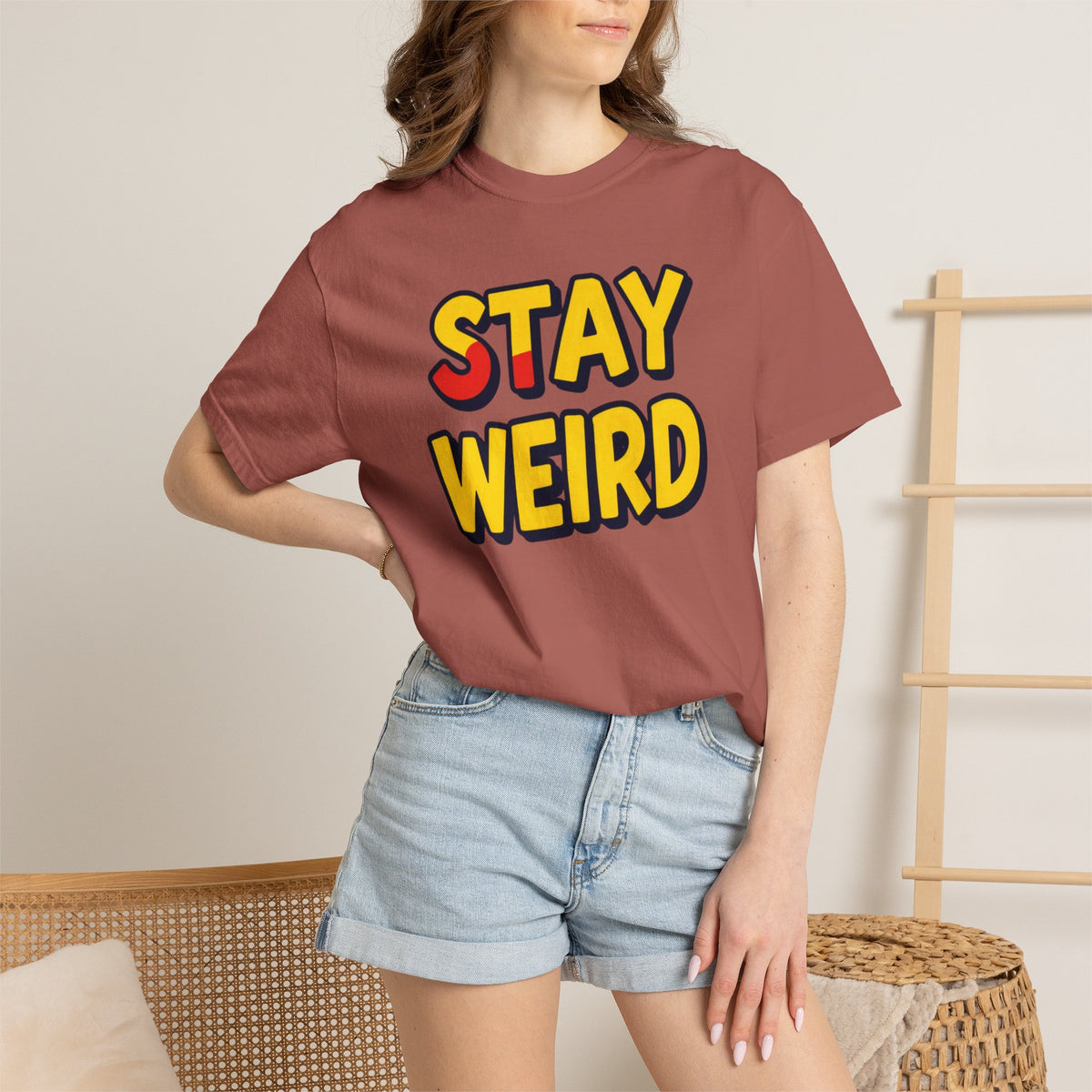 Stay Weird Graphic T-Shirt — Retro Bold Text Tee