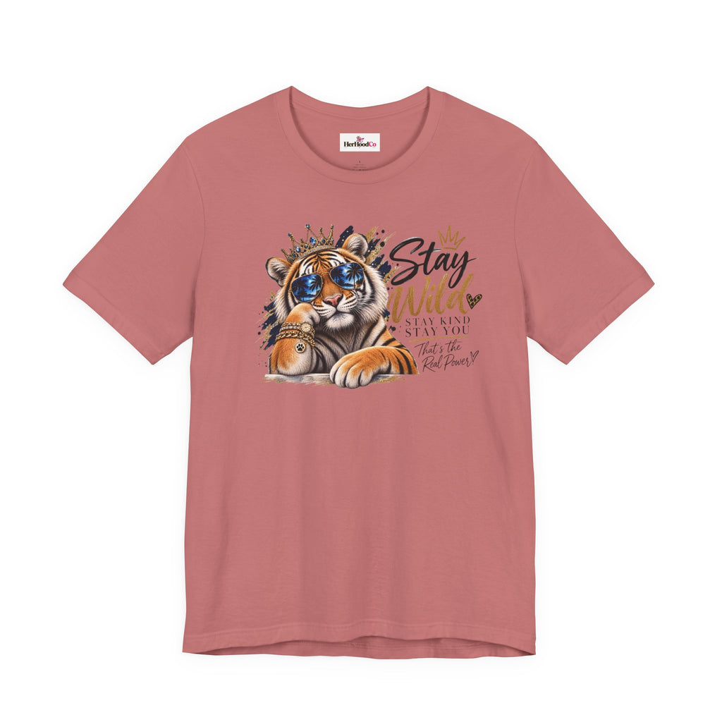Tiger 'Stay Wild' Graphic Tee — Cute Crowned Tiger Illustration