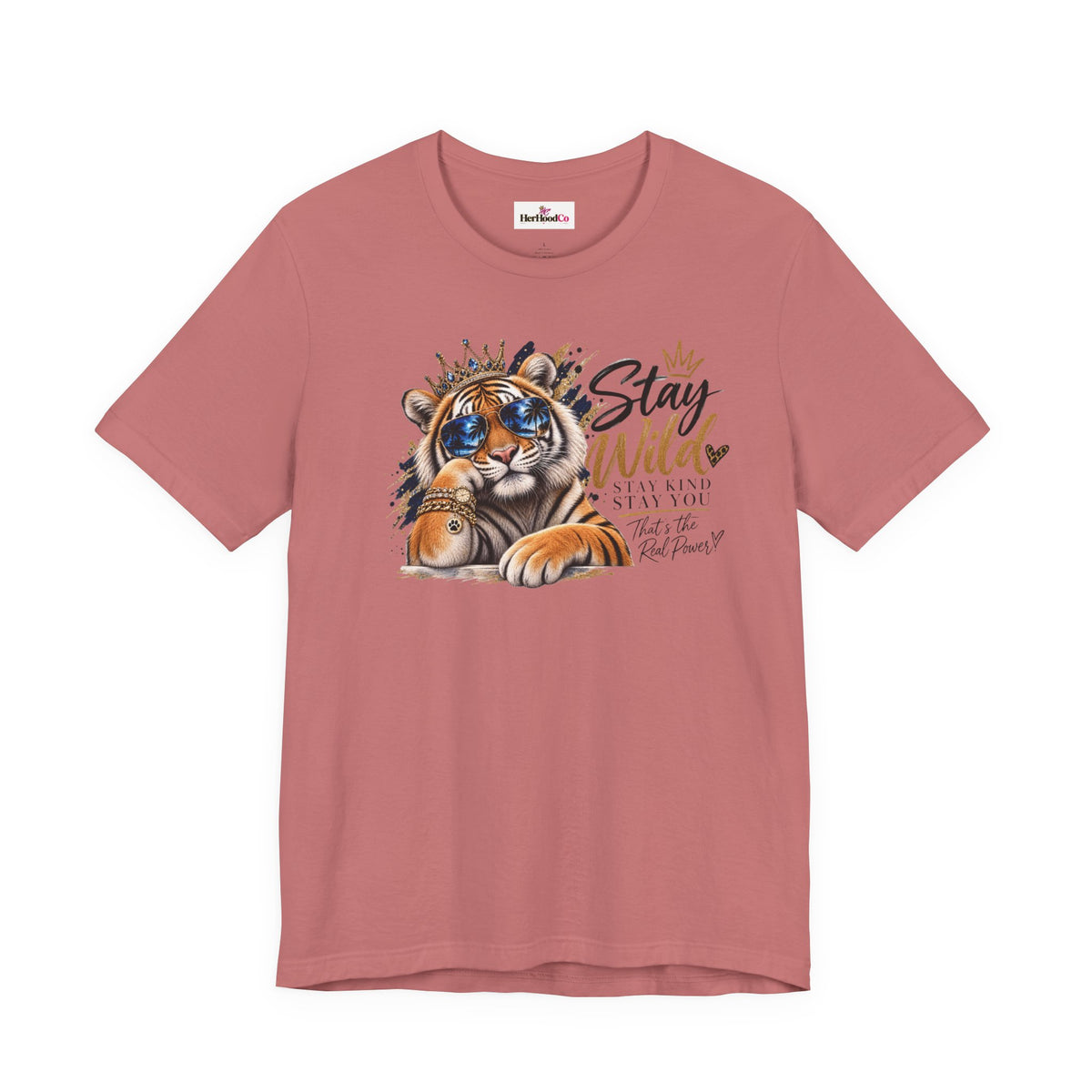 Tiger 'Stay Wild' Graphic Tee — Cute Crowned Tiger Illustration