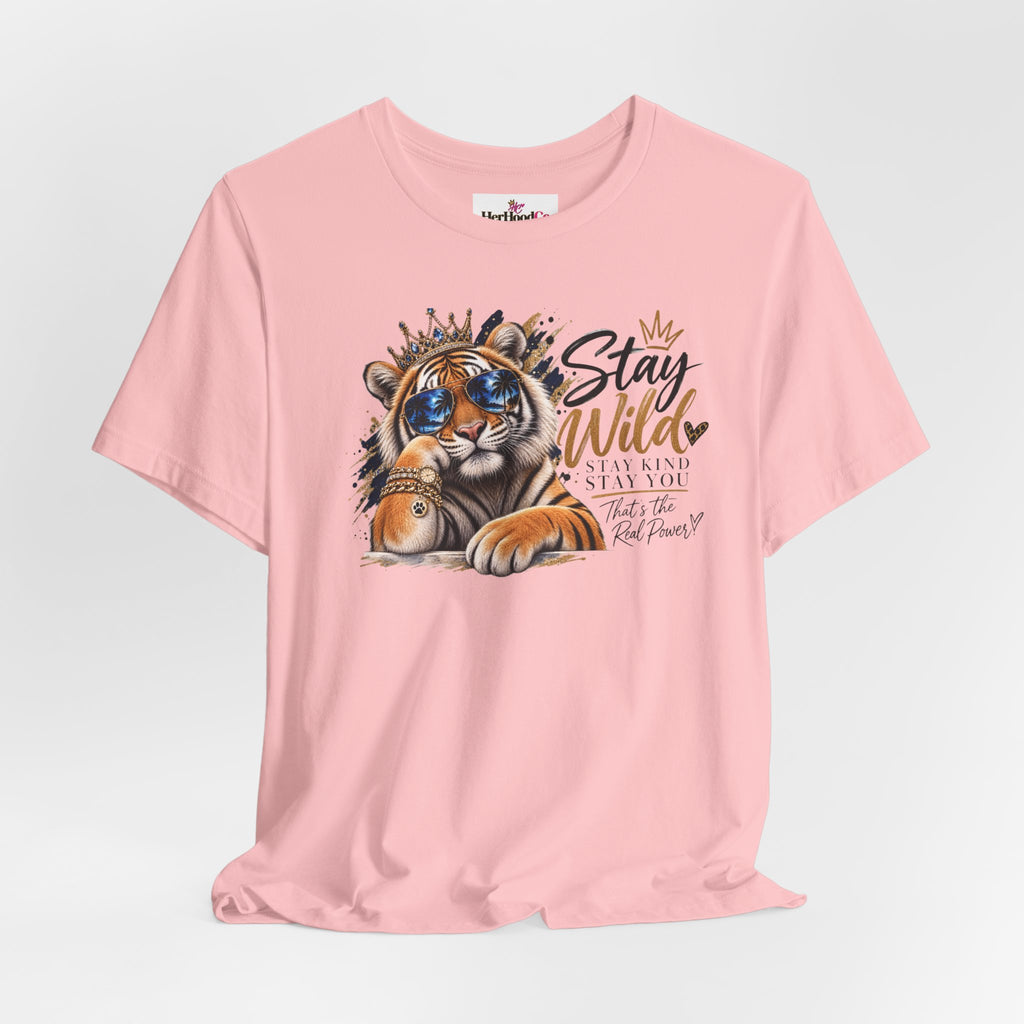 Tiger 'Stay Wild' Graphic Tee — Cute Crowned Tiger Illustration