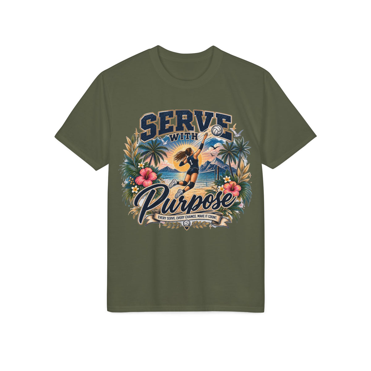 Serve With Purpose Volleyball T-Shirt — Inspirational Beach Vibes Athletic Tee