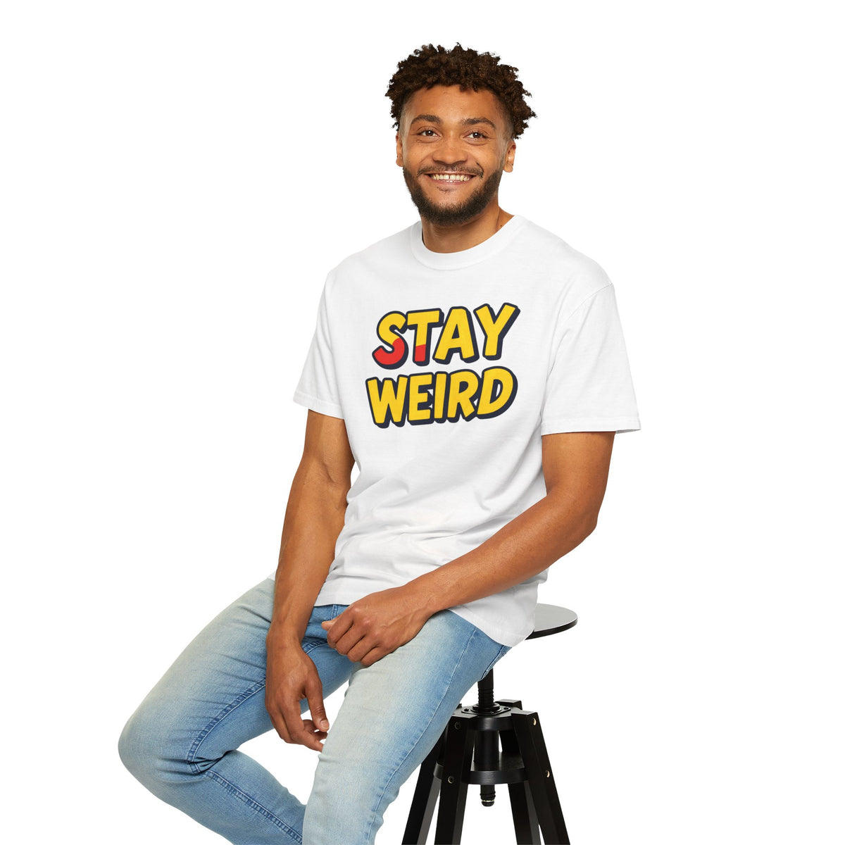 Stay Weird Graphic T-Shirt — Retro Bold Text Tee
