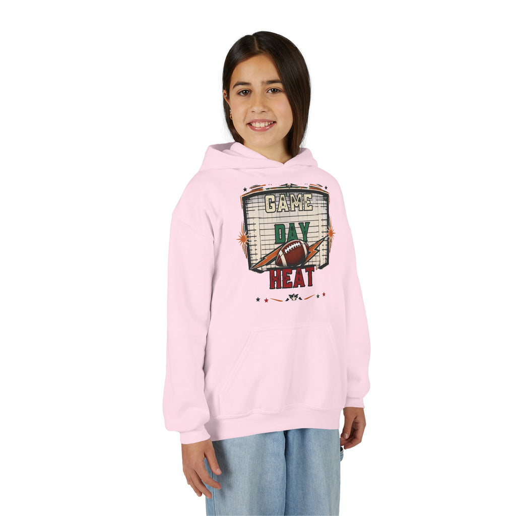 Youth Hoodie - "Game Day Heat" Football Personalized Back Name & Number