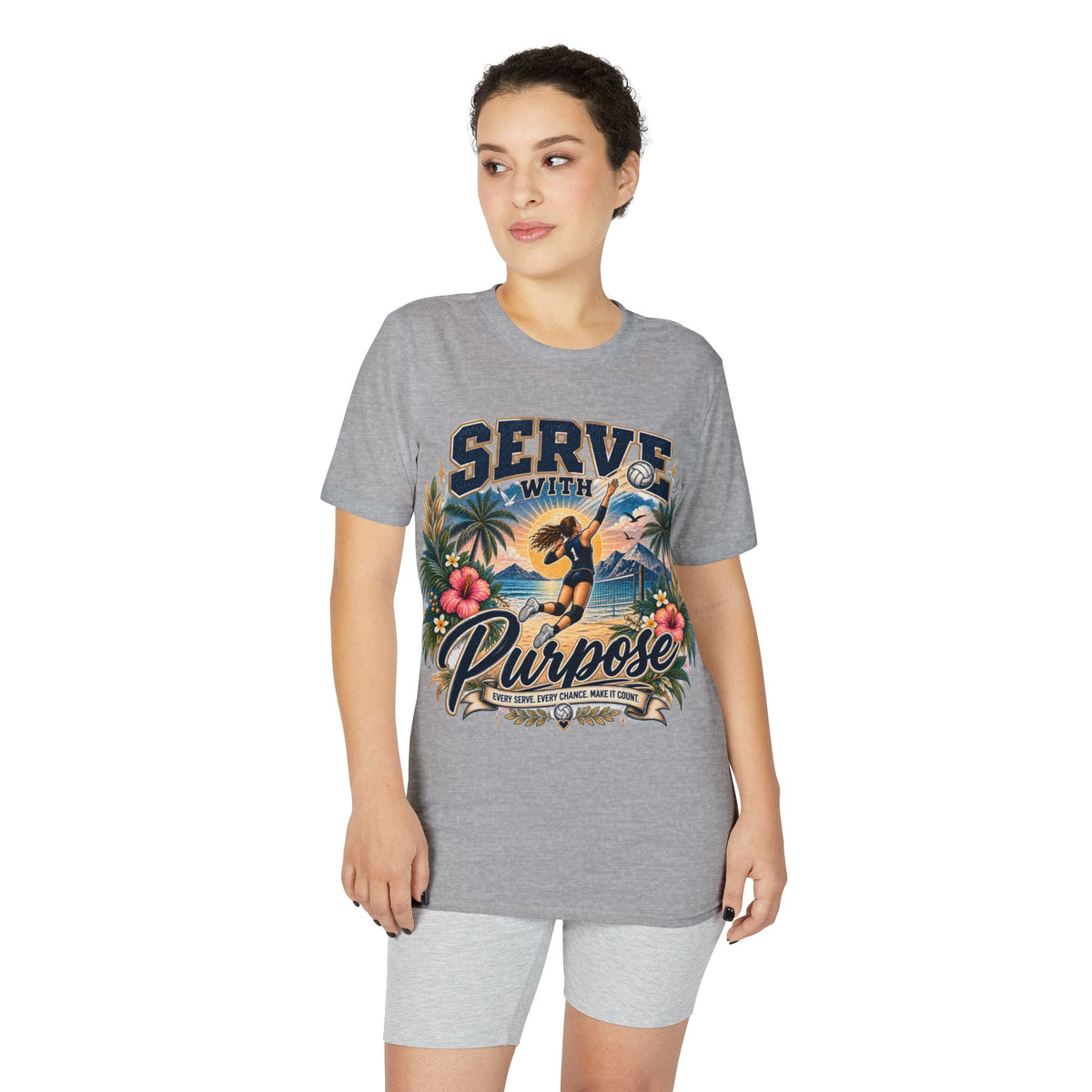 Serve With Purpose Volleyball T-Shirt — Inspirational Beach Vibes Athletic Tee