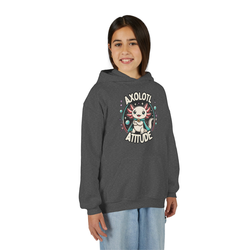 Axolotl Attitude Youth Hoodie — Cute Axolotl Kids Pullover