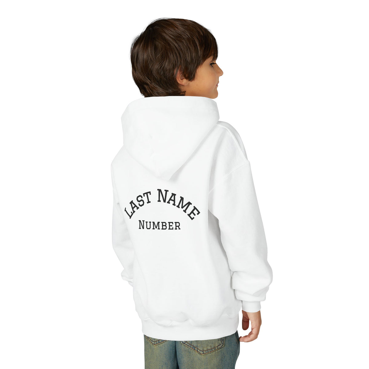 Youth Hoodie - "Game Day Heat" Football Personalized Back Name & Number