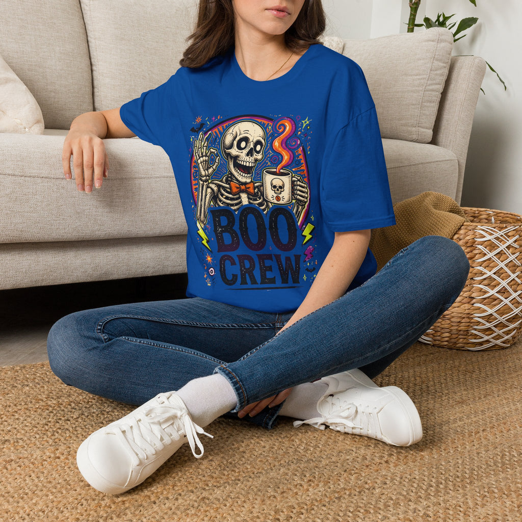 Boo Crew Skeleton T-Shirt — Halloween Skull Coffee Tee