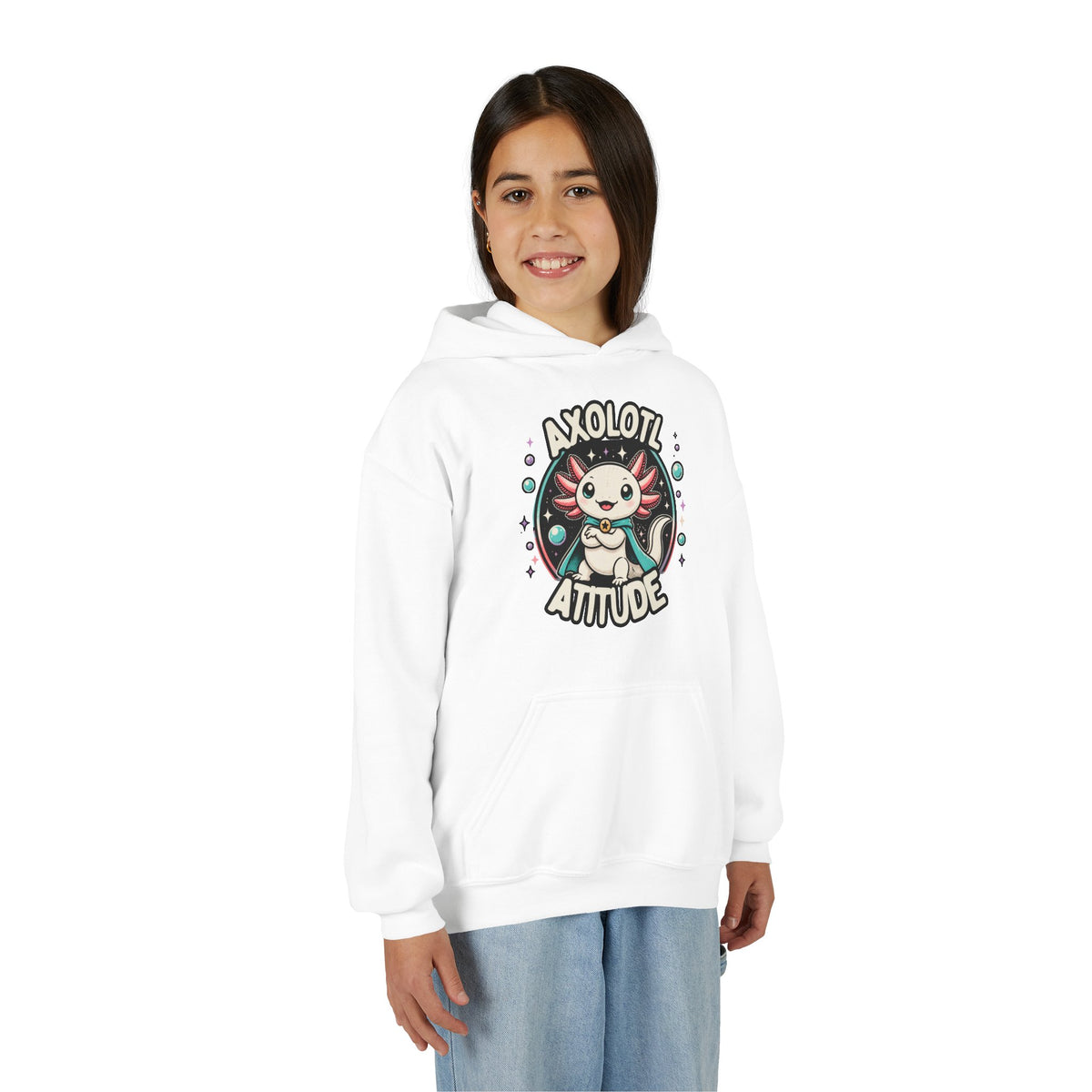 Axolotl Attitude Youth Hoodie — Cute Axolotl Kids Pullover