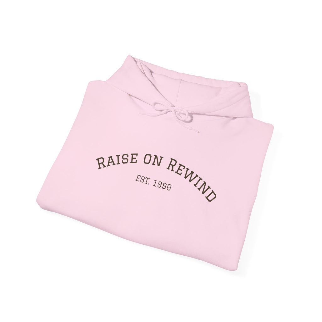 Rewind Retro Hoodie — 'Raise On Rewind' Vintage 90s Electronics Graphic Pullover