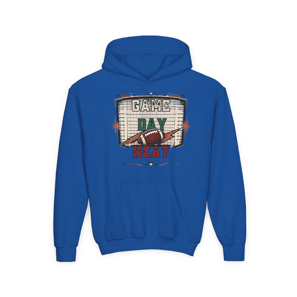 Youth Hoodie - "Game Day Heat" Football Personalized Back Name & Number