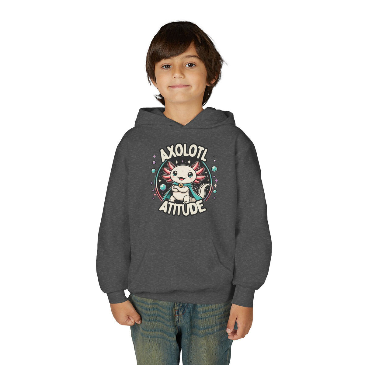 Axolotl Attitude Youth Hoodie — Cute Axolotl Kids Pullover