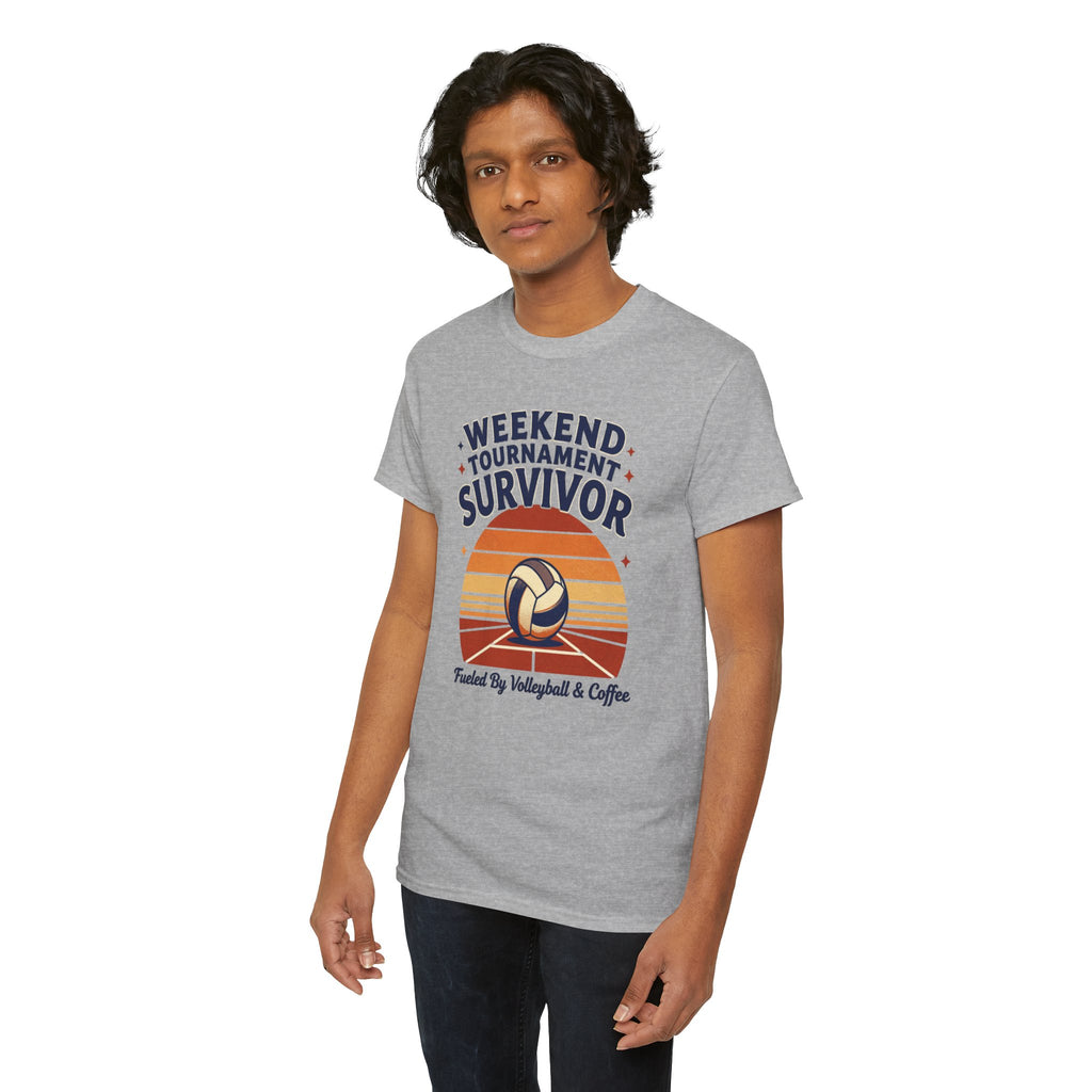 Weekend Tournament Survivor Volleyball Tee — Fueled by Volleyball & Coffee