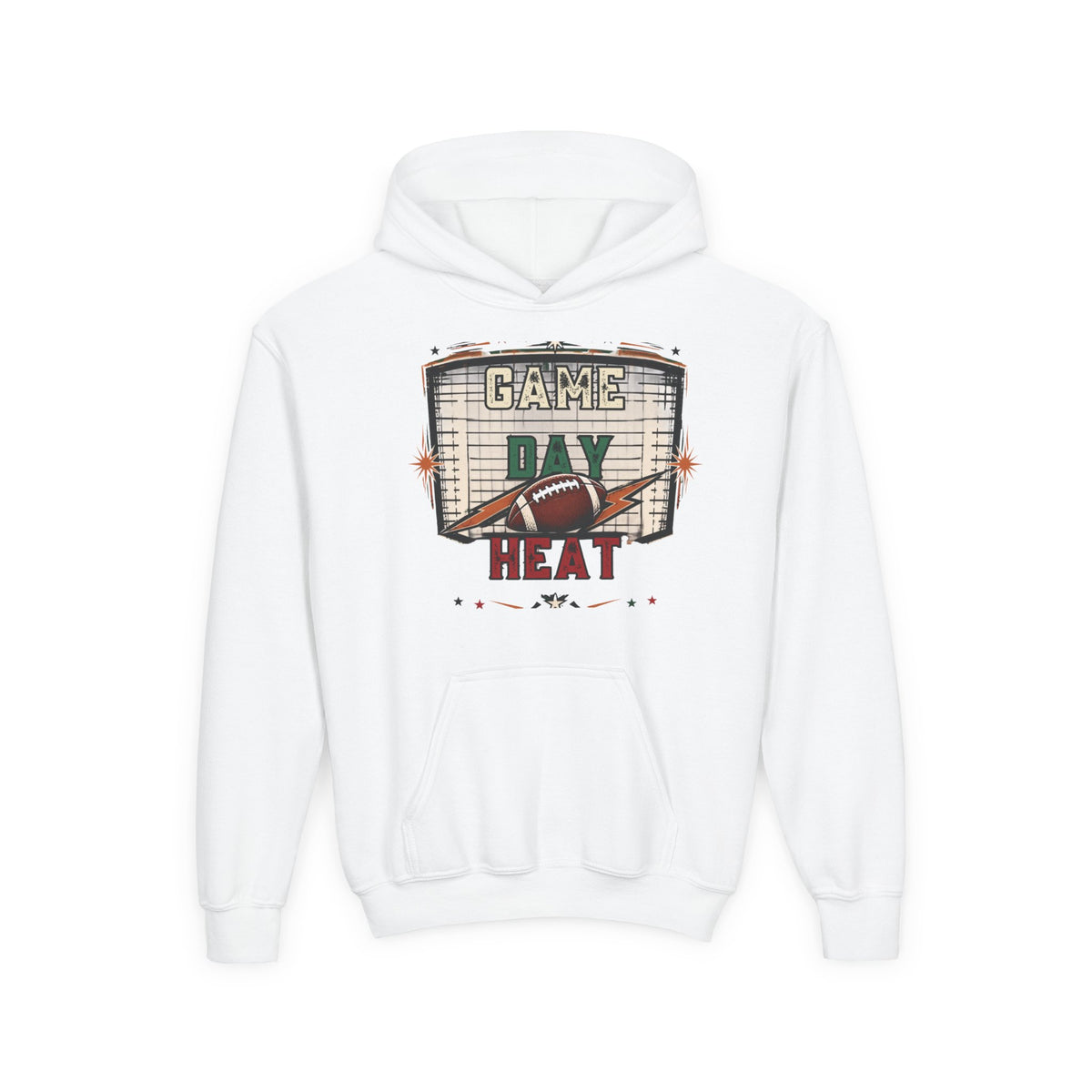 Youth Hoodie - "Game Day Heat" Football Personalized Back Name & Number