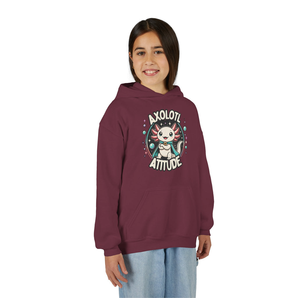 Axolotl Attitude Youth Hoodie — Cute Axolotl Kids Pullover