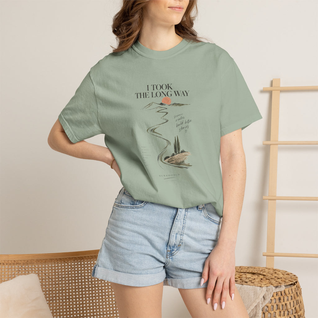 Vintage Roadmap T‑Shirt — "This Is The Long Way" Scenic Route Graphic