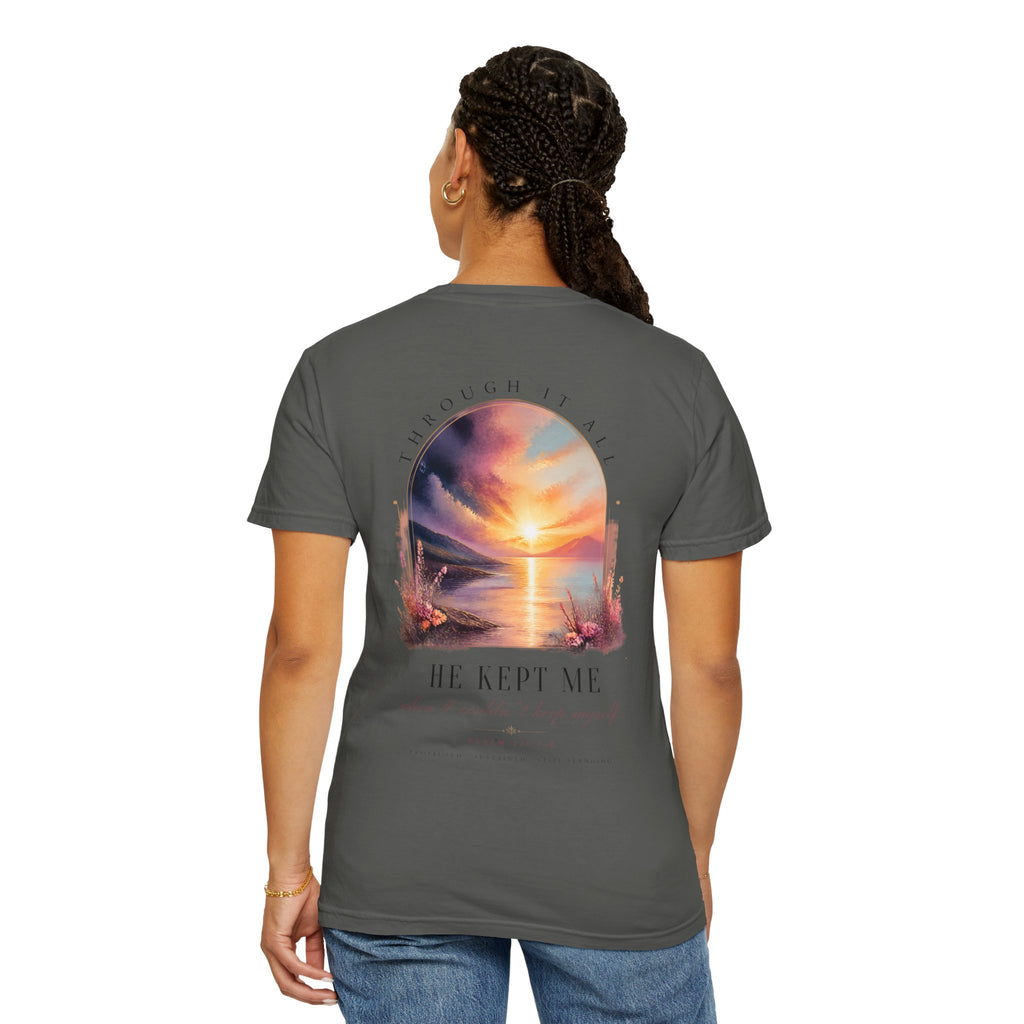 Faith Sunrise T-Shirt — "He Kept Me" Inspirational Graphic Tee