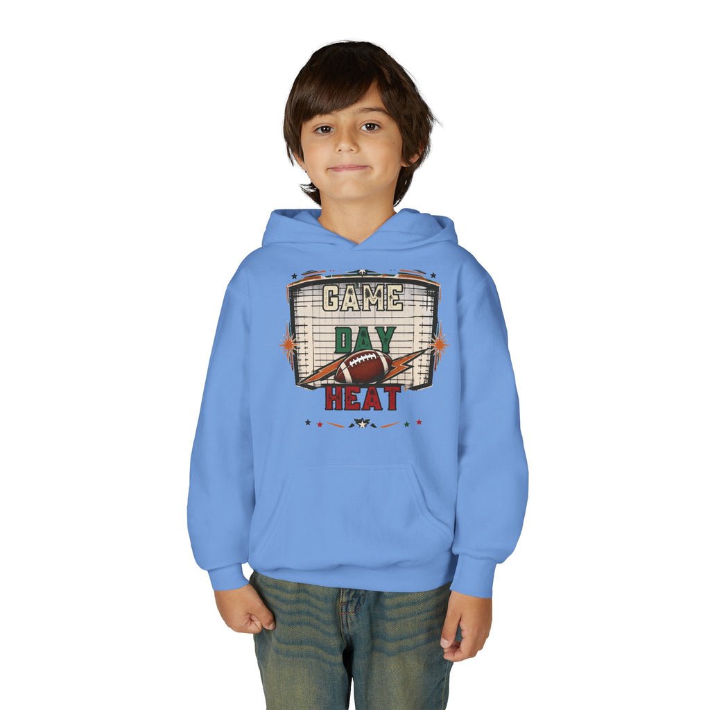 Youth Hoodie - "Game Day Heat" Football Personalized Back Name & Number