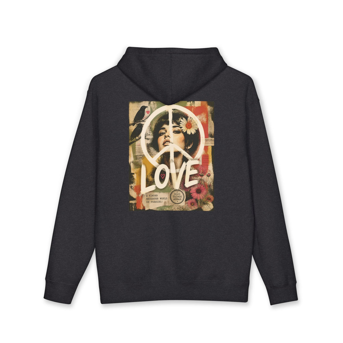 Peace & Love Retro Collage Hoodie