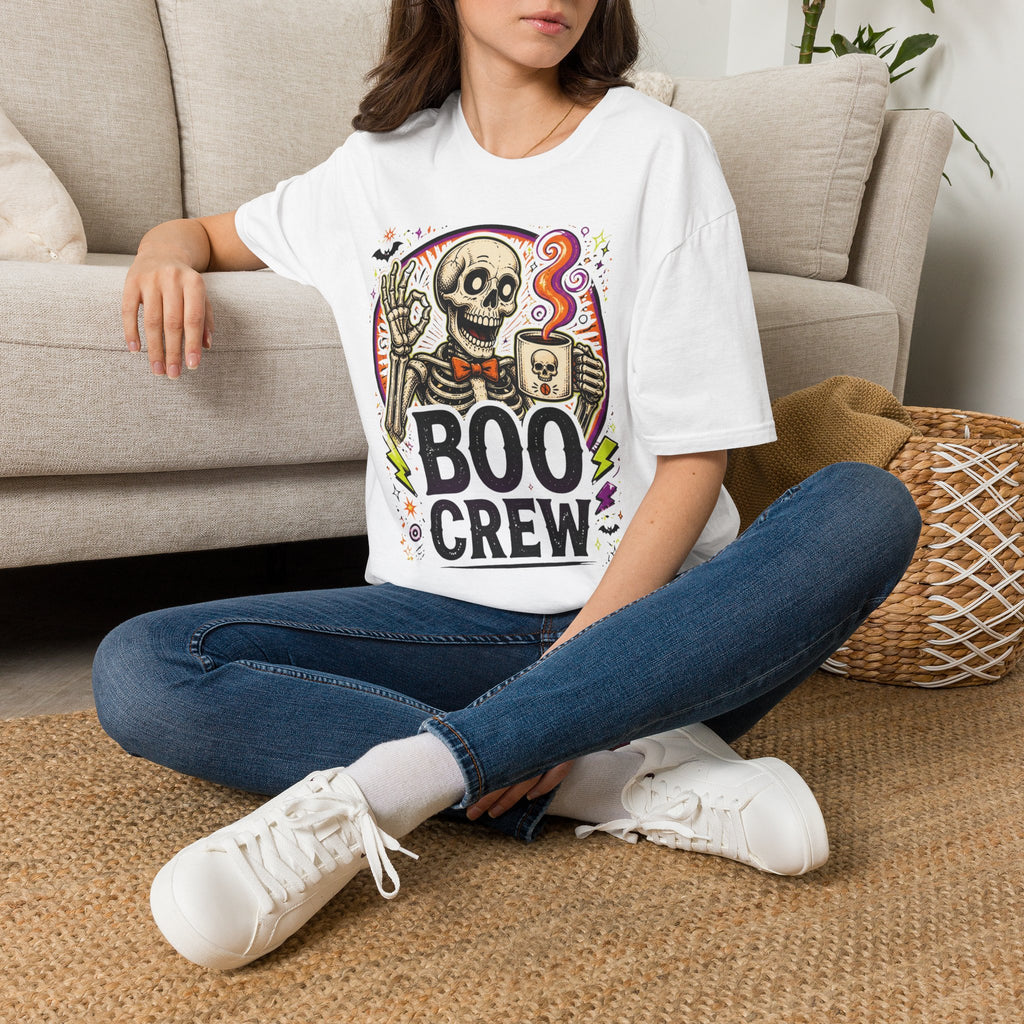 Boo Crew Skeleton T-Shirt — Halloween Skull Coffee Tee