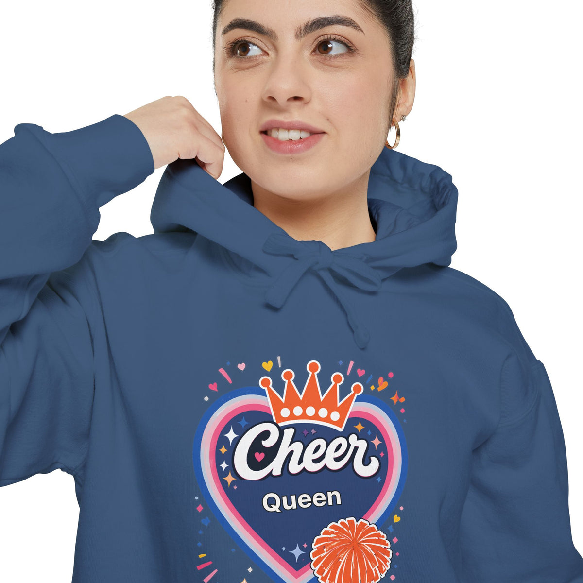 Cheer Captain Heart Hoodie — Pom Pom Crown Graphic Hoodie