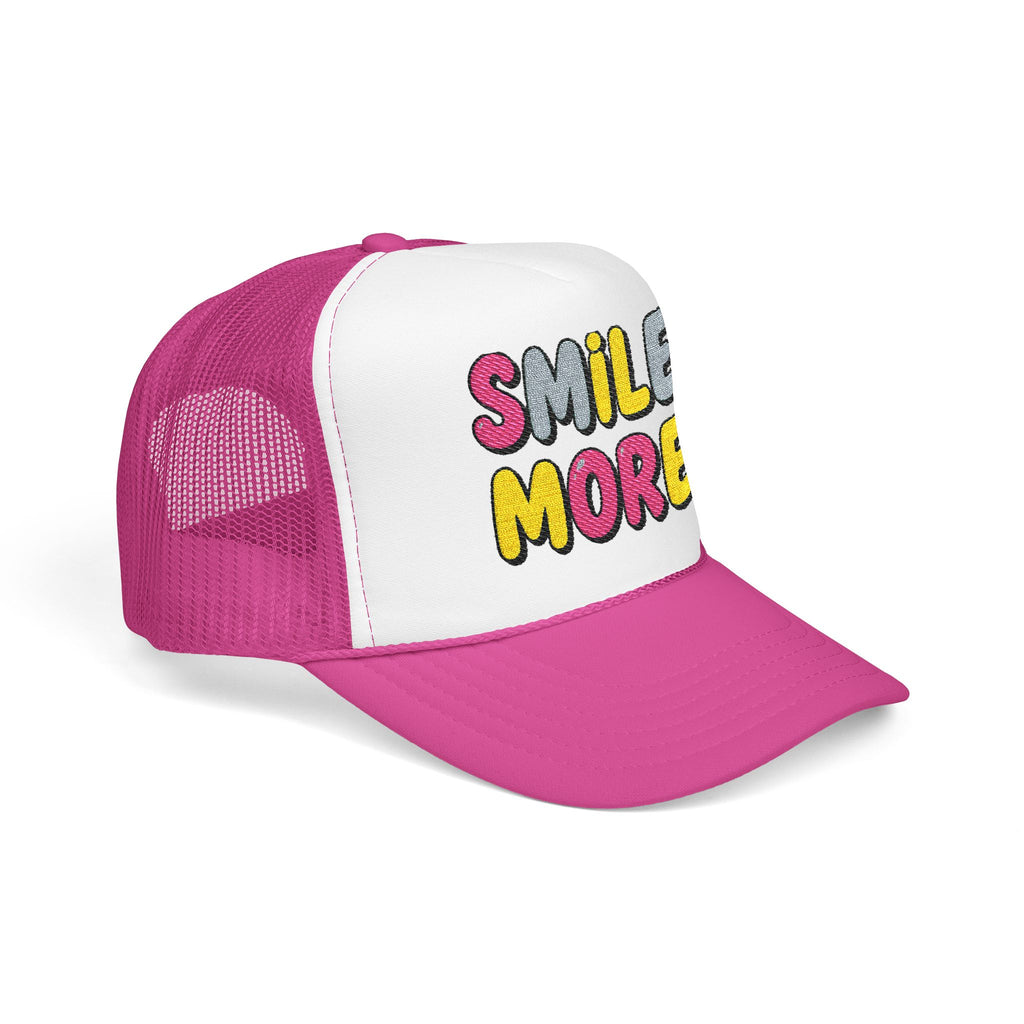 Smile More Foam Trucker Hat — Colorful Cheerful Graphic Cap