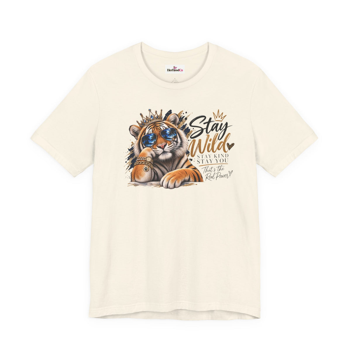 Tiger 'Stay Wild' Graphic Tee — Cute Crowned Tiger Illustration