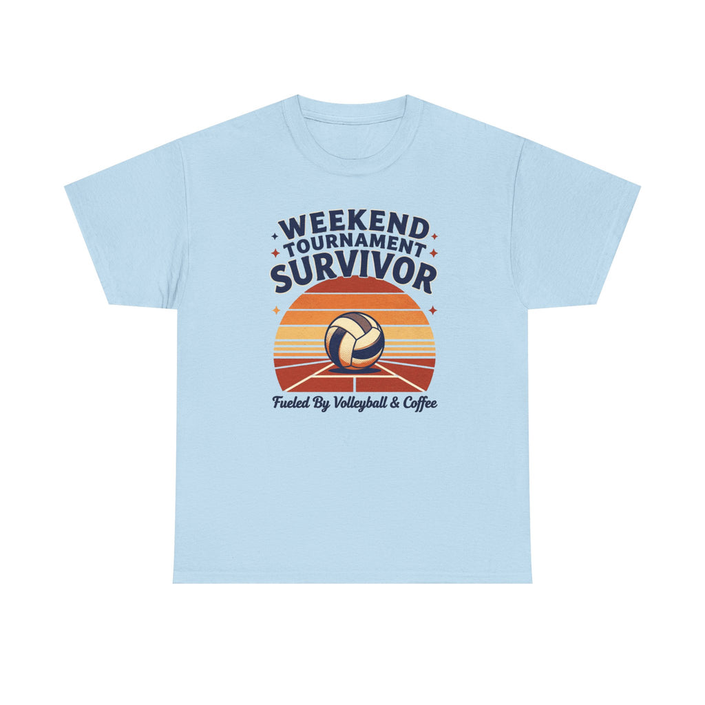 Weekend Tournament Survivor Volleyball Tee — Fueled by Volleyball & Coffee
