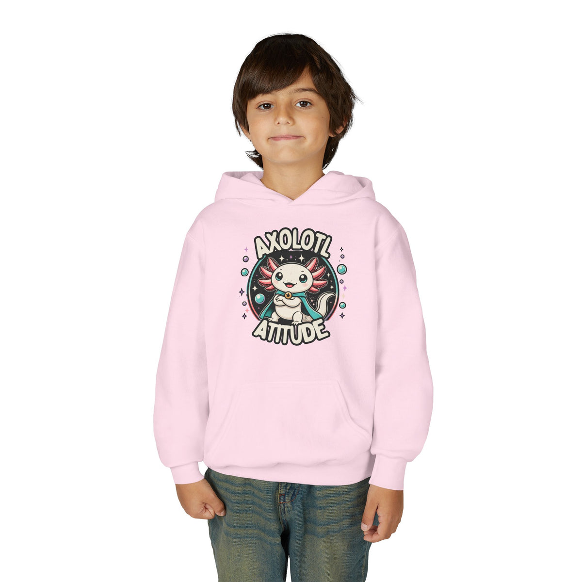 Axolotl Attitude Youth Hoodie — Cute Axolotl Kids Pullover