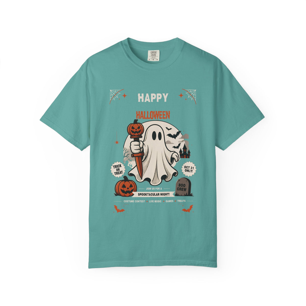 Halloween Ghost T-Shirt — Happy Halloween Cute Pumpkin & Tombstone Design
