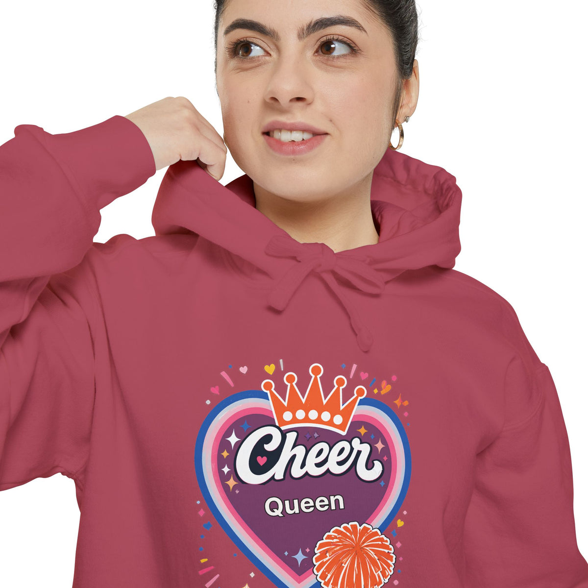 Cheer Captain Heart Hoodie — Pom Pom Crown Graphic Hoodie