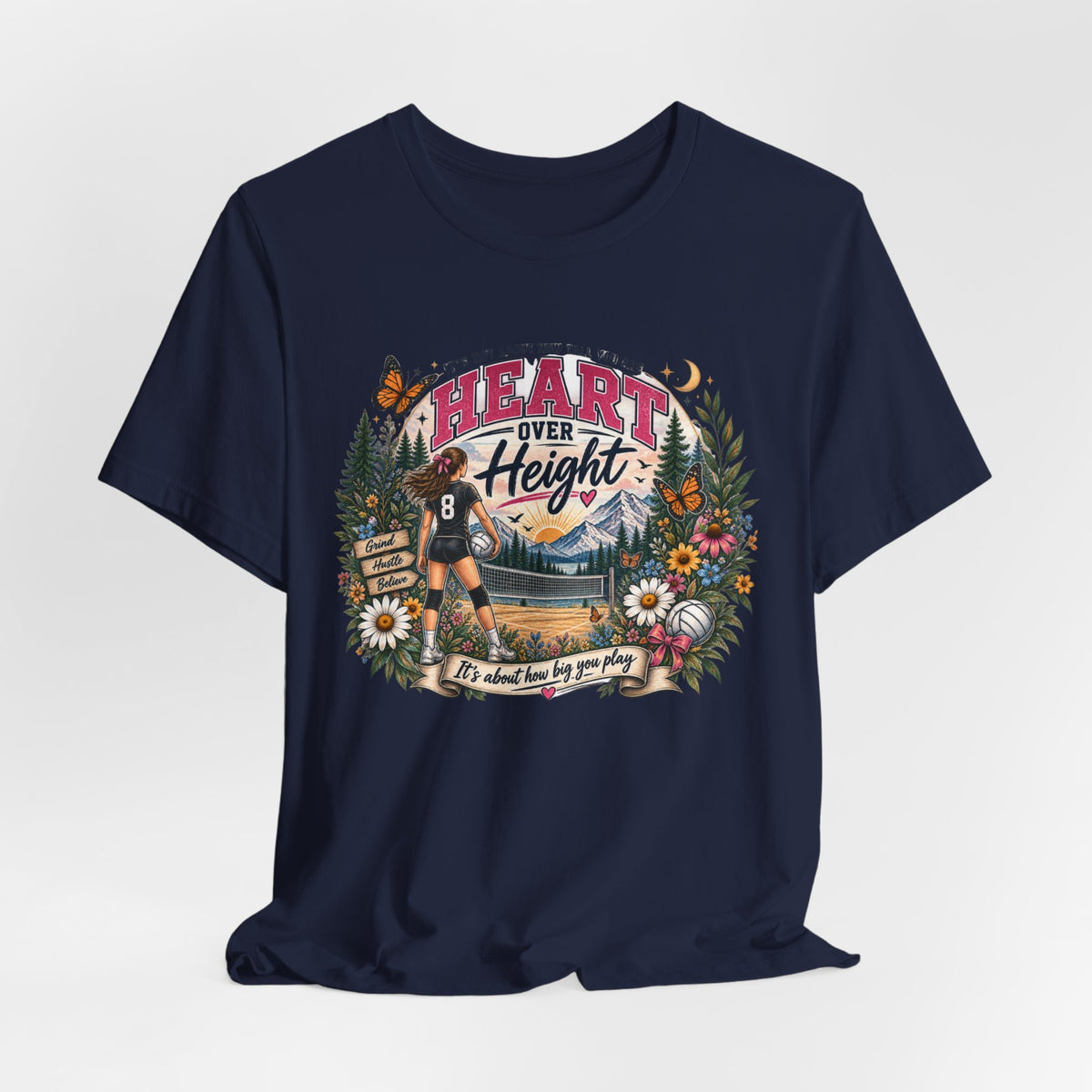 Heart Over Height Soccer T‑Shirt — Inspirational Women’s Soccer Tee