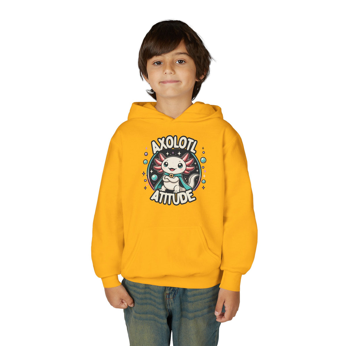 Axolotl Attitude Youth Hoodie — Cute Axolotl Kids Pullover