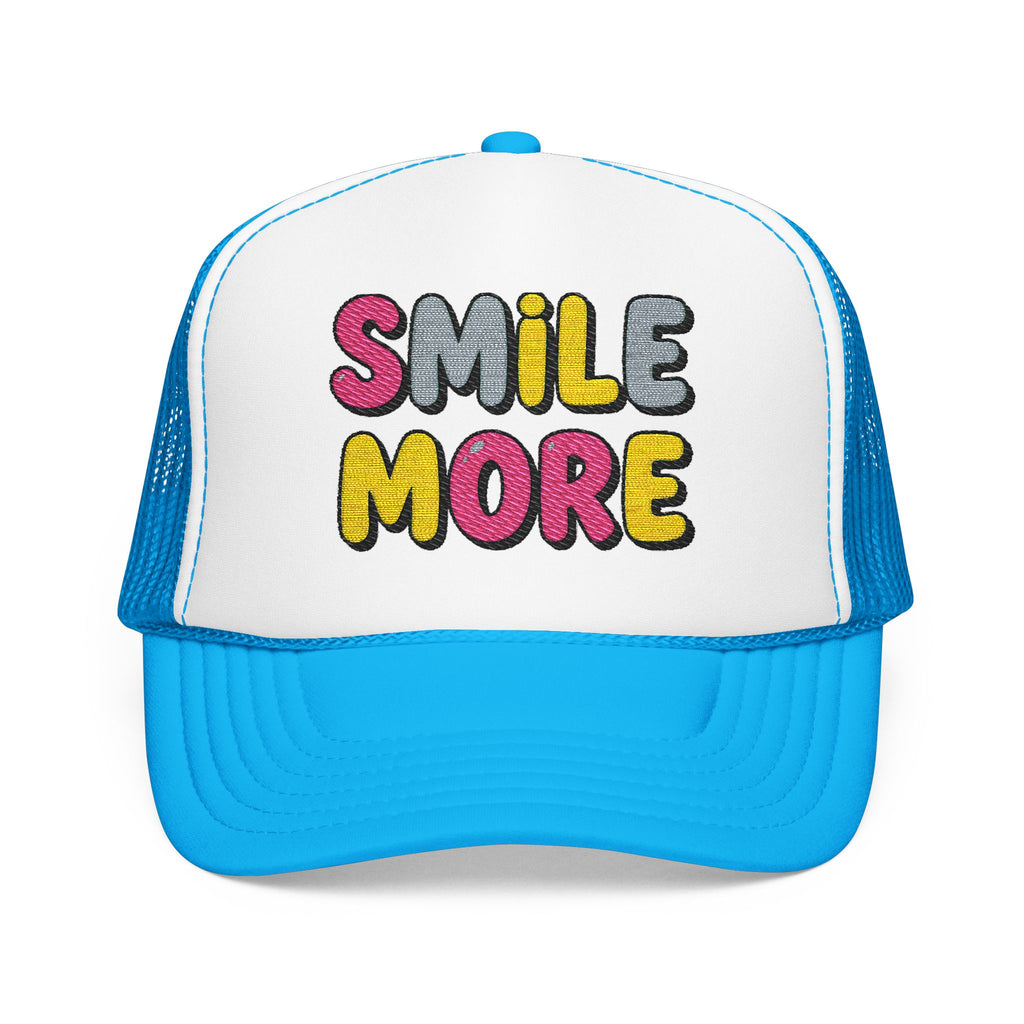 Smile More Foam Trucker Hat — Colorful Cheerful Graphic Cap