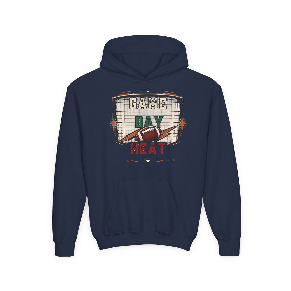 Youth Hoodie - "Game Day Heat" Football Personalized Back Name & Number
