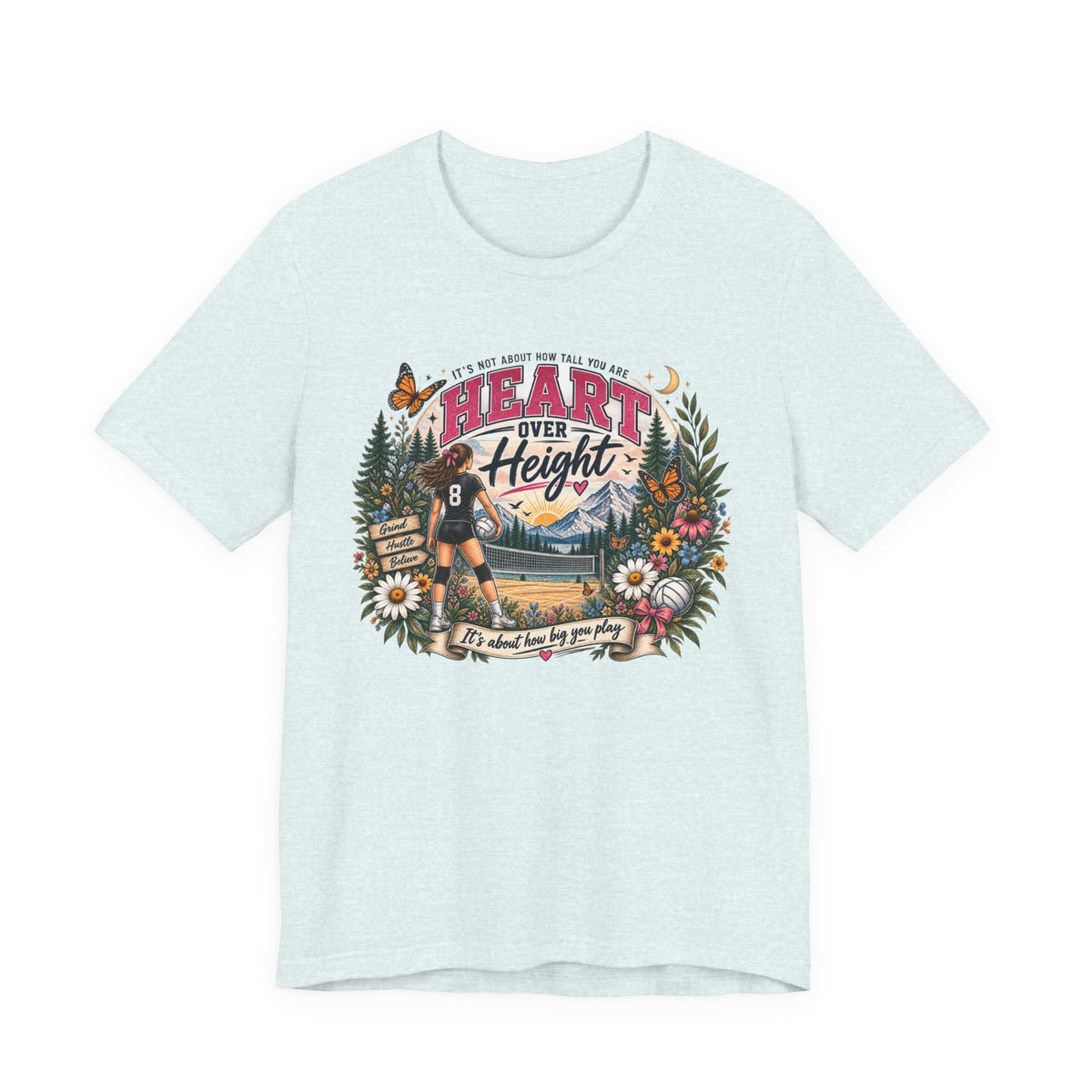 Heart Over Height Soccer T‑Shirt — Inspirational Women’s Soccer Tee