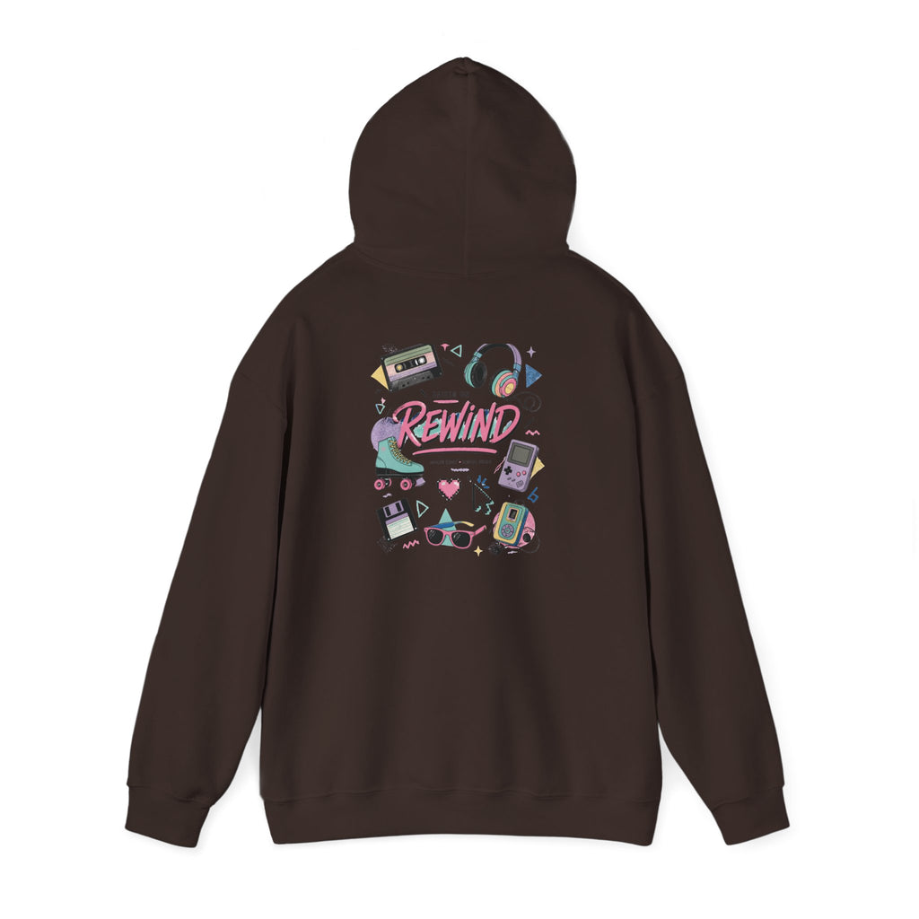 Rewind Retro Hoodie — 'Raise On Rewind' Vintage 90s Electronics Graphic Pullover