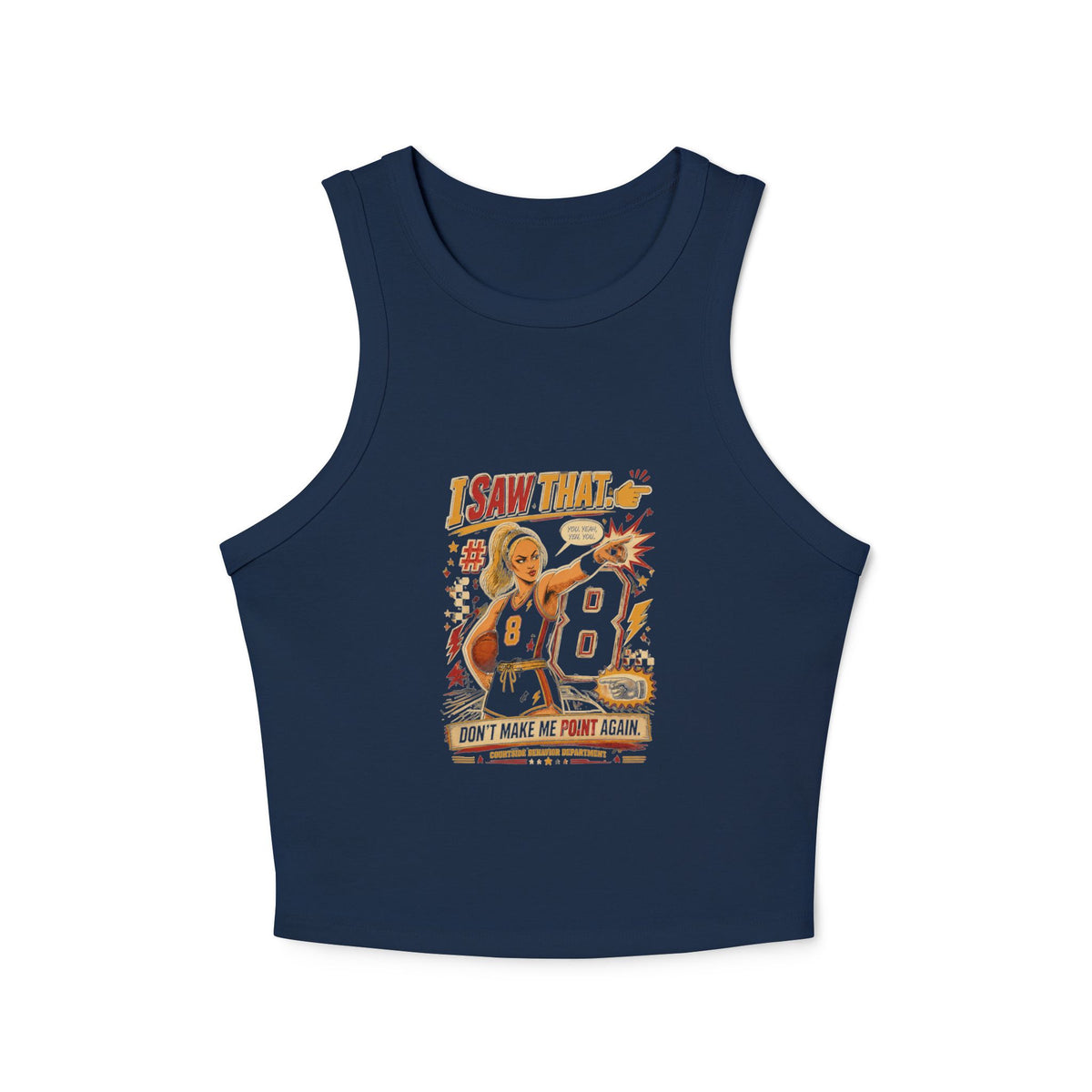Retro Cheerleader 'I Saw That' Racer Crop Tank Top