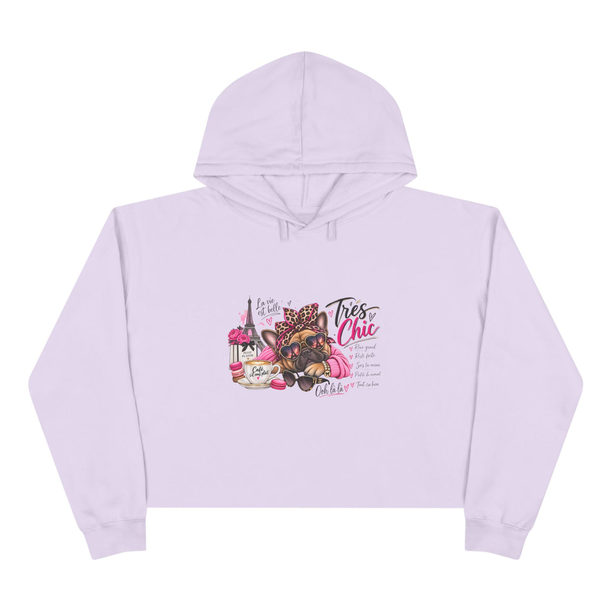 Chic Pug Crop Hoodie — "Très Chic" Fashion Dog Graphic