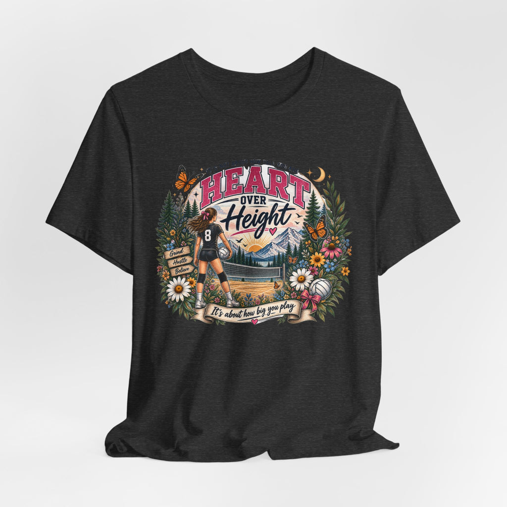 Heart Over Height Soccer T‑Shirt — Inspirational Women’s Soccer Tee