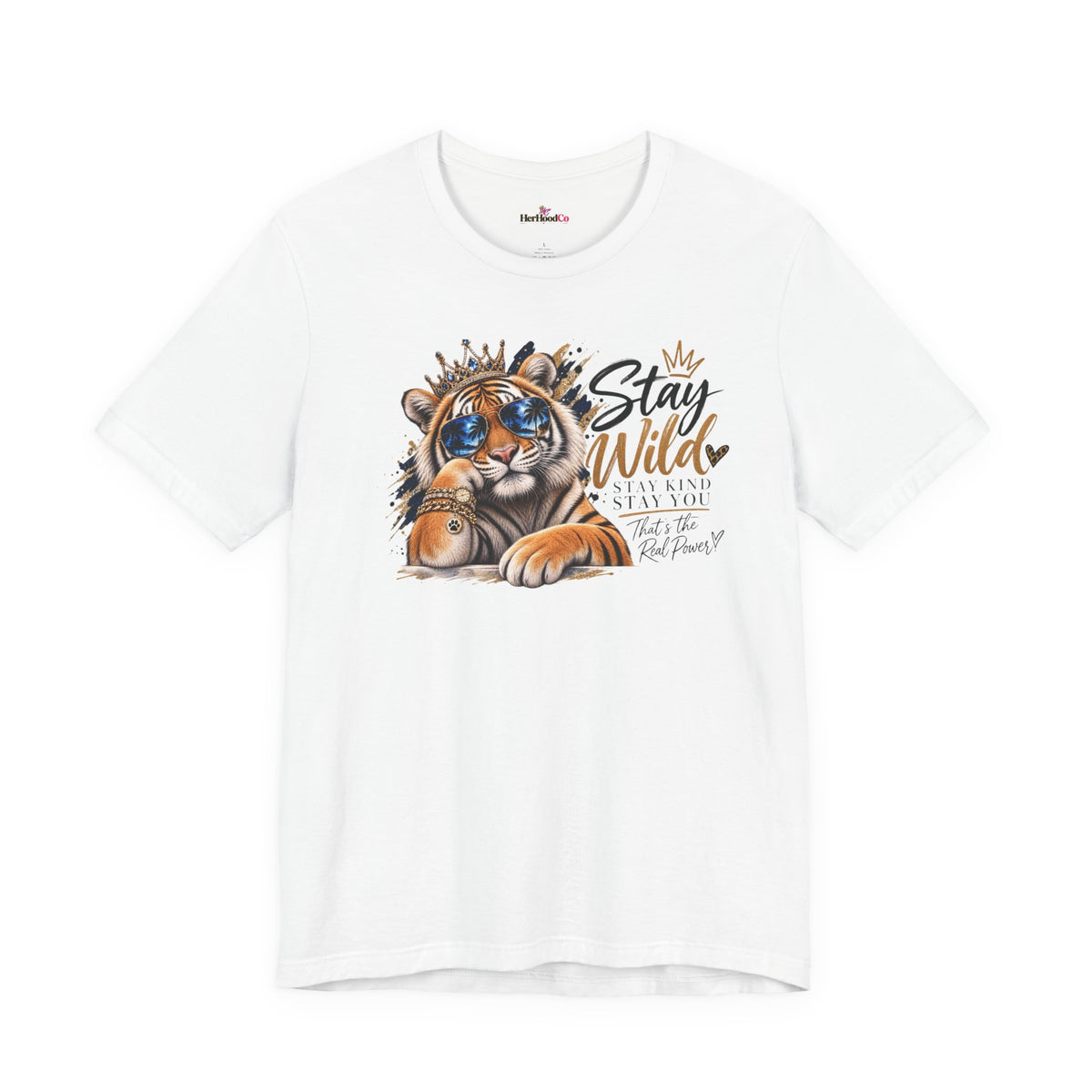 Tiger 'Stay Wild' Graphic Tee — Cute Crowned Tiger Illustration