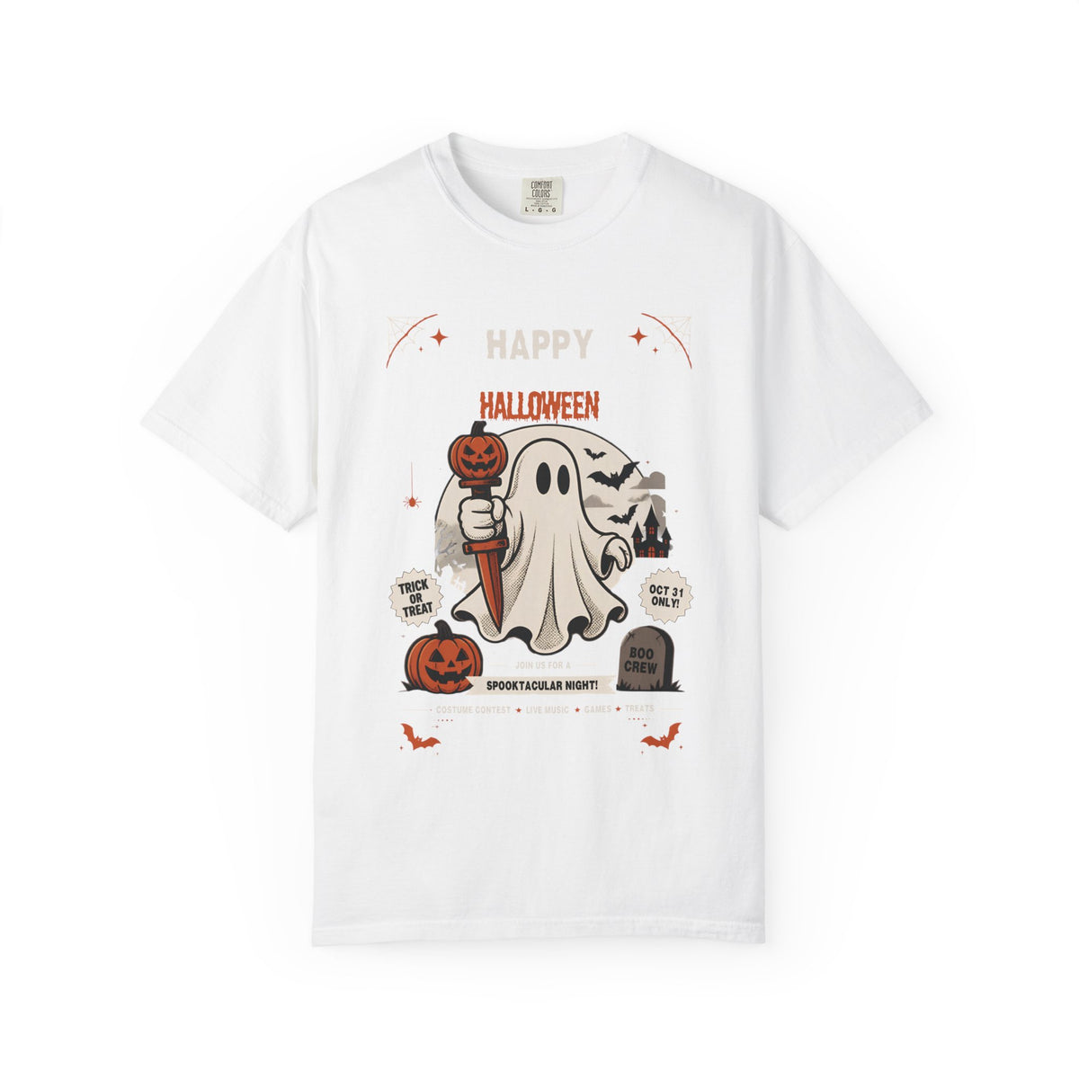 Halloween Ghost T-Shirt — Happy Halloween Cute Pumpkin & Tombstone Design