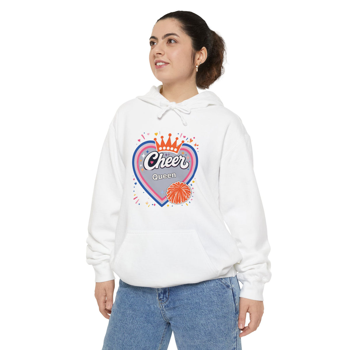 Cheer Captain Heart Hoodie — Pom Pom Crown Graphic Hoodie